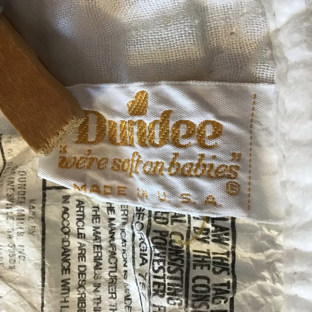 VTG Dundee Crib Mattress Pad White Quilted Rectangle Round Corners Made in USA